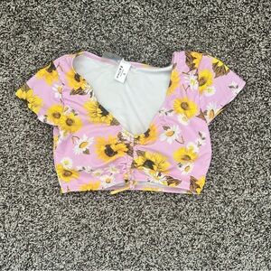 Pink sunflower Decree bikini top